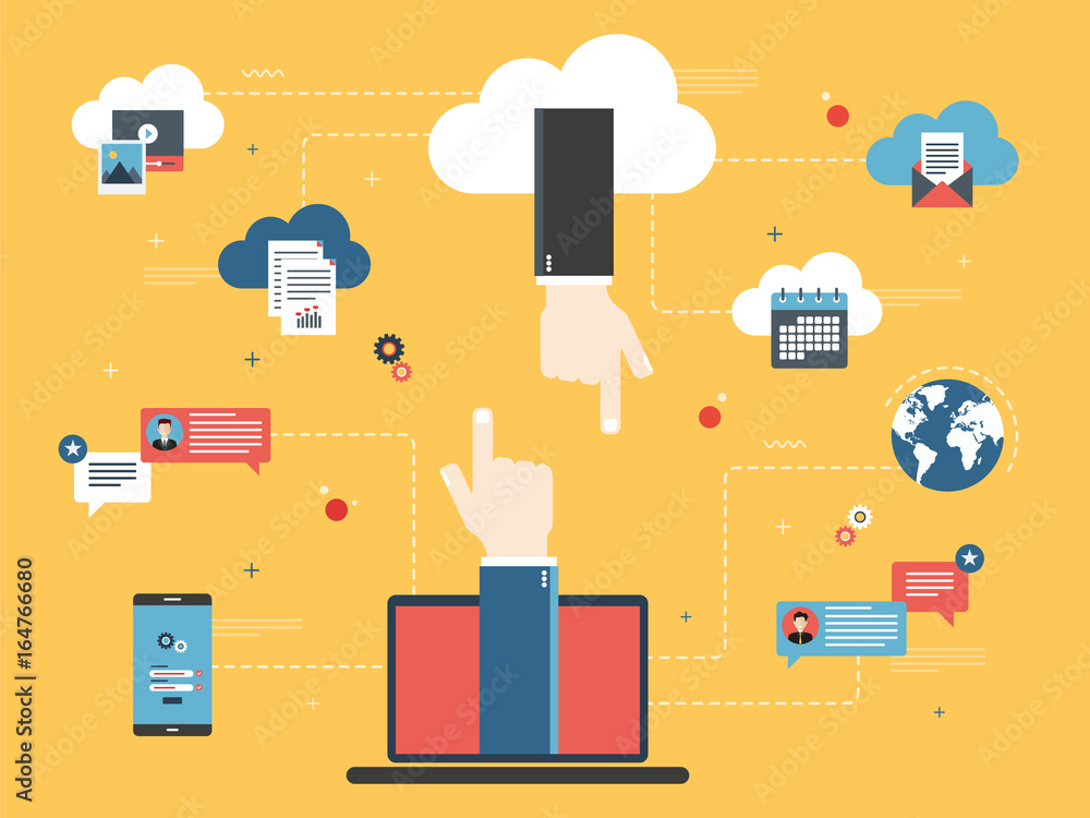 Poster cloud computing, share and transfer data.