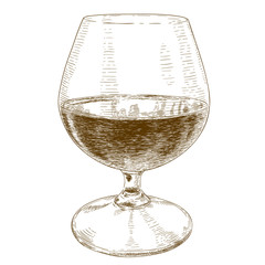 engraving  illustration of glass with wine