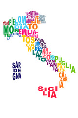 Regions of Italy word cloud