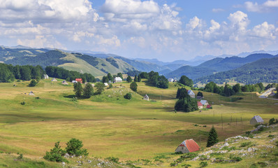 Beautiful panoramic view of the valley and village in Montenegro