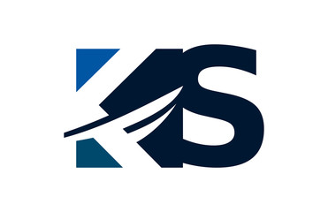 KS Negative Space Square Swoosh Letter Logo