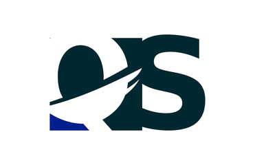 QS Negative Space Square Swoosh Letter Logo