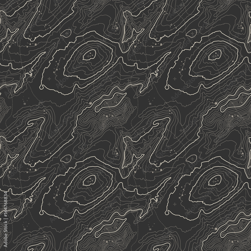 Poster seamless pattern. topographic map background with space for copy seamless texture. line topography m