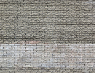light grey brown brick wall background with white paler stripe and repeating pattern