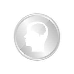 Silberne Münze - Kopf mit Gehirn