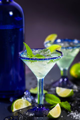 Blue Margarita Cocktail. Selective focus.