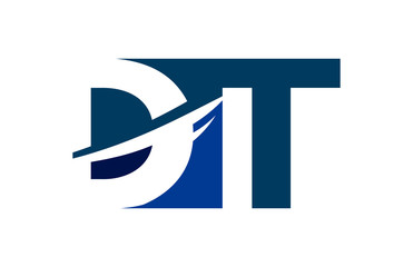 DT Negative Space Square Swoosh Letter Logo