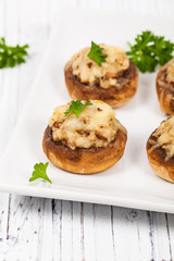 Vegetarian Stuffed Mushrooms. Selective focus.