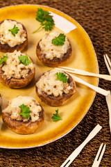 Vegetarian Stuffed Mushrooms. Selective focus.