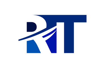 RT Negative Space Square Swoosh Letter Logo