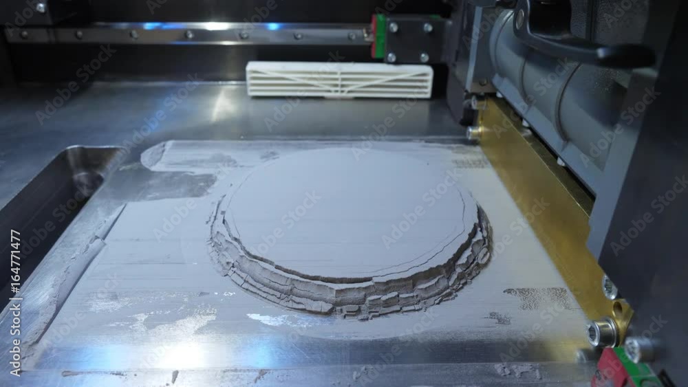 Poster working 3d printer. 3d printer mechanism working yelement design of the device during the processes.