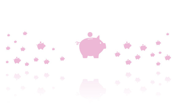 Sparschwein mit Münze Reflektierend Weiss