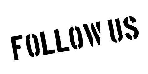 Follow Us rubber stamp. Grunge design with dust scratches. Effects can be easily removed for a clean, crisp look. Color is easily changed.