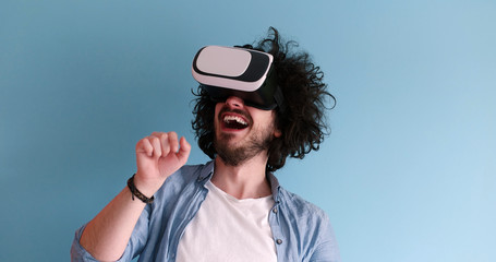 man using VR headset glasses of virtual reality