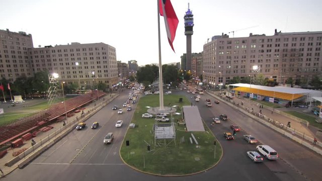 Santiago street with flag