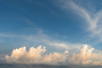 Wonderful blue sky and white clouds panorama