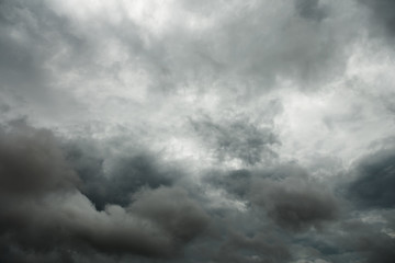 Close-up Dark sky and black clouds
