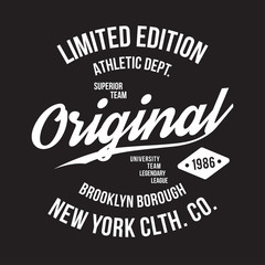 Fototapeta premium New York, Brooklyn typografia do nadruku na koszulce. Sportowa, atletyczna grafika na koszulce
