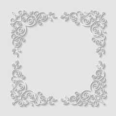 Abstract decorative 3d floral frame. Vector Illustration
