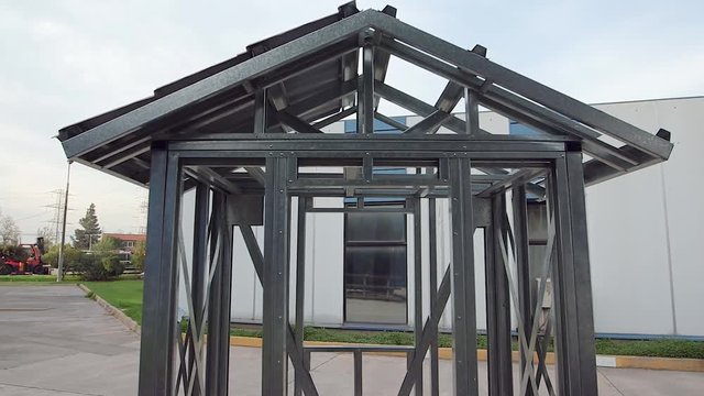 Metallic structure in parking lot