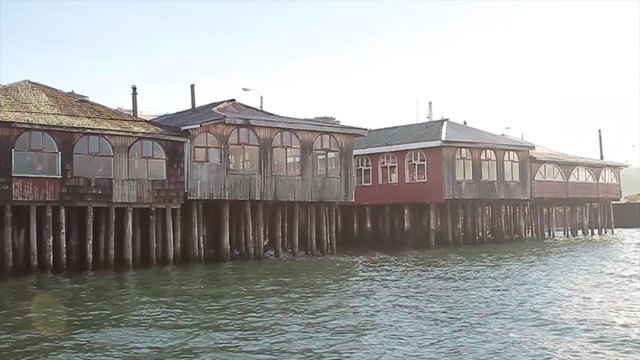 View from ocean of Palafitos