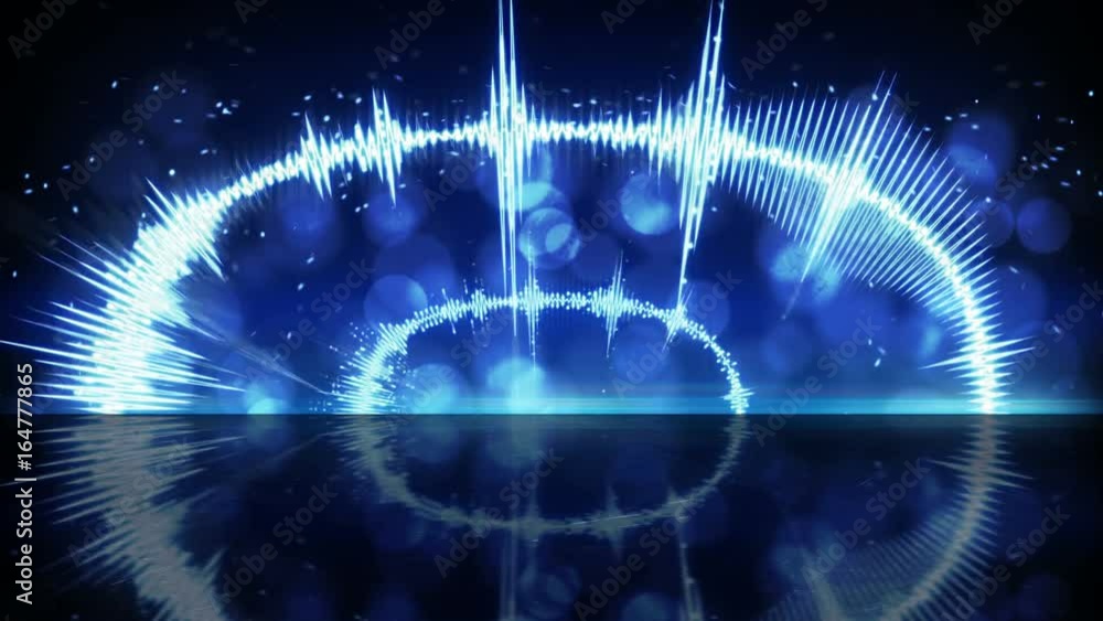 Poster blue audio waveform. computer generated seamless loop technology motion background 4k (4096x2304)