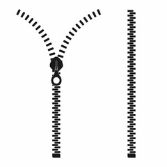 Zipper. Open and closed zipper, slide fastener