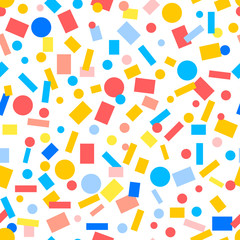 Fototapeta na wymiar Colorful paper confetti simple seamless pattern, vector