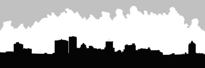 Skyline silhouette vector illustration of the downtown of the city of Rochester, New York, USA. - obrazy, fototapety, plakaty