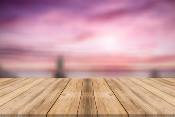 Wooden table with beach 