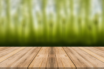 Wooden table with beach 