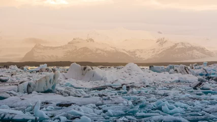 Schapenvacht deken met patroon Gletsjers Stunning glacier lagoon of Iceland. Majestic nature beauty