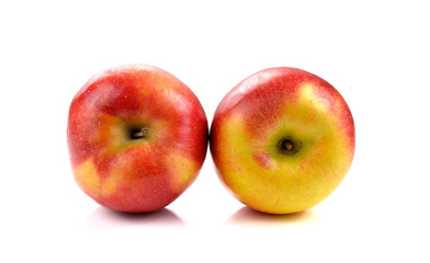 Fresh red-yellow apple on a white background