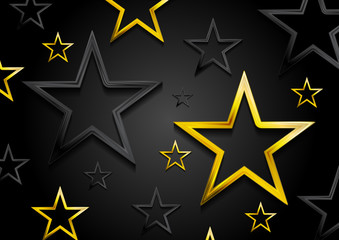 Obraz premium Golden and black shiny stars background