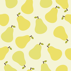 Seamless vector pattern with yellow and green pears