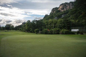 Golf Course surrounded by beautiful nature Ratchaburi Thailand