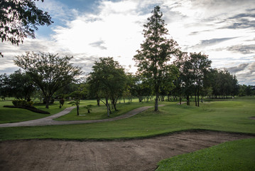Golf Course surrounded by beautiful nature Ratchaburi Thailand
