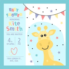 Invitation in honor of the birth. Vector illustration.