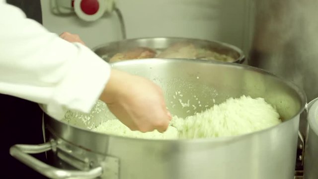 Chef cooking rice