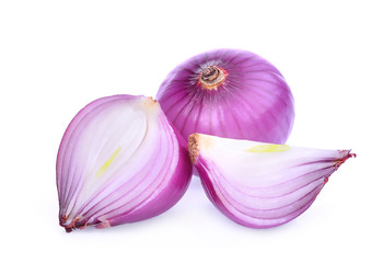 red onion with slice isolated on white background