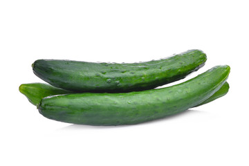 green fresh japanese cucumber, suhyo or zucchini isolated on white background, healthy vegetables