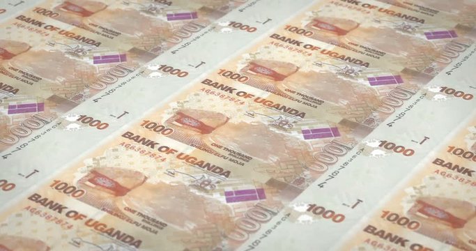 Banknotes of one thousand Ugandan shilling of Uganda, cash money, loop