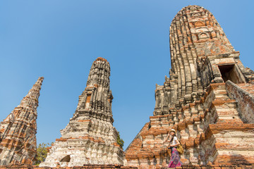 Ayutthaya tourist asian woman in thailand