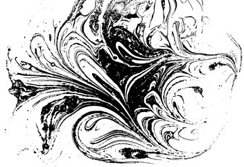 Black and white liquid texture. Watercolor hand drawn marbling illustration. Abstract vector background. Monochrome marble pattern.