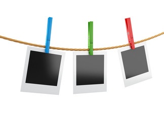 3d photo frames hanging on the clothesline.