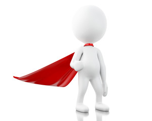 3d Super hero with red cape.