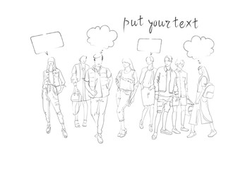 Fashion Collection Of Clothes Set Of Male And Female Models Wearing Trendy Clothing Sketch Vector Illustration