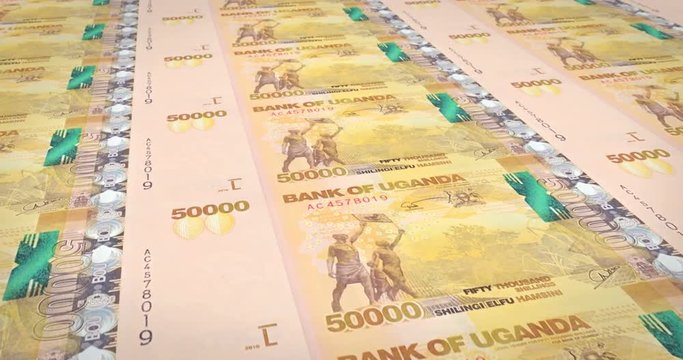 Banknotes of fifty thousand Ugandan shilling of Uganda, cash money, loop