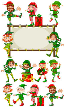Border template with christmas elves
