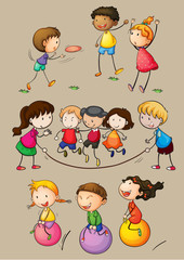 Happy children playing games